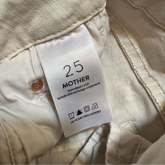 MOTHER Jeans Women’s Size 25 The Looker Crop Ivory Distressed Neutral Minimalist - Picture 10 of 12